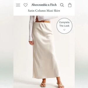 Abercrombie satin column maxi skirt, champagne, small